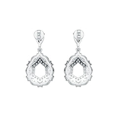 18K Gold Semi Mount Earrings Setting Pear PE 6X4mm Diamond Accent DHJ