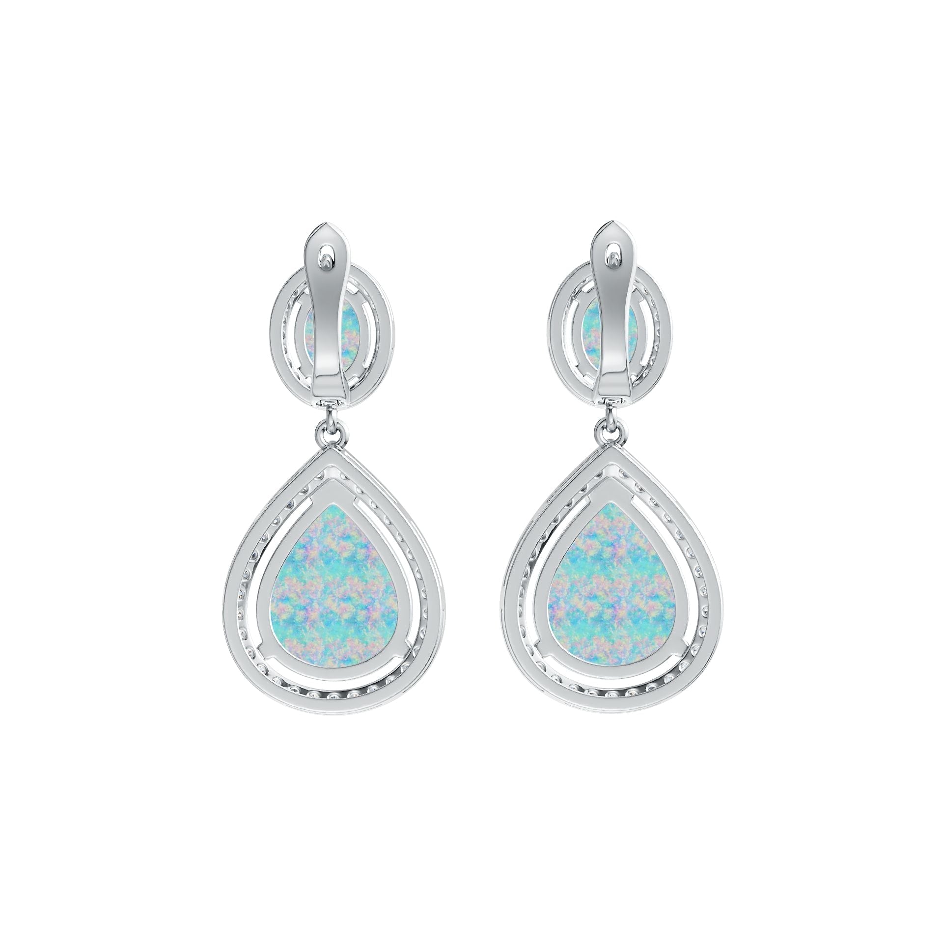 10K Gold Semi Mount Earrings Setting Pear PE 15X12mm OV 8X6mm Cabochon Moissanite Accent DHJ