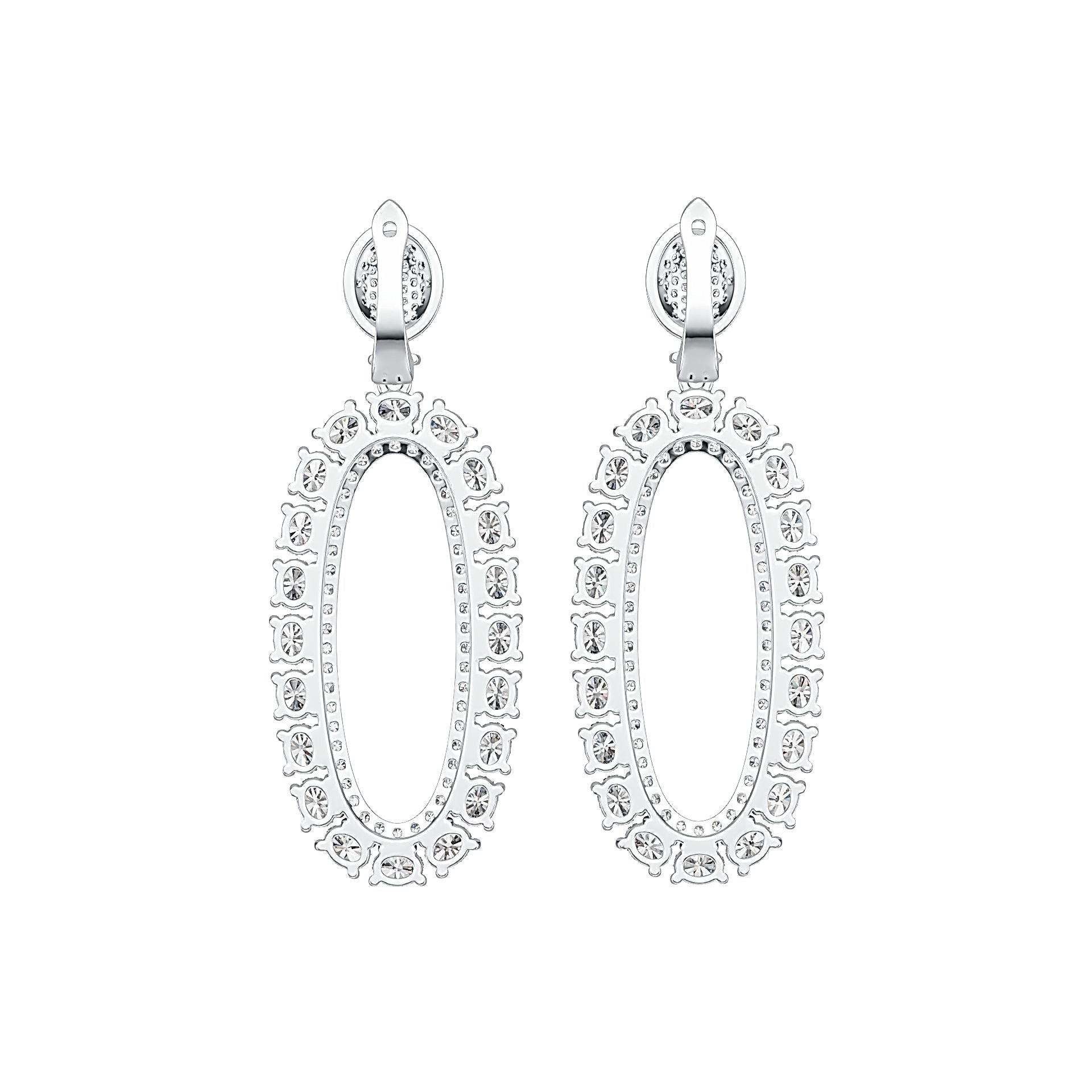 Platinum Semi Mount Earrings Setting Oval OV 4X3mm Diamond Accent DHJ