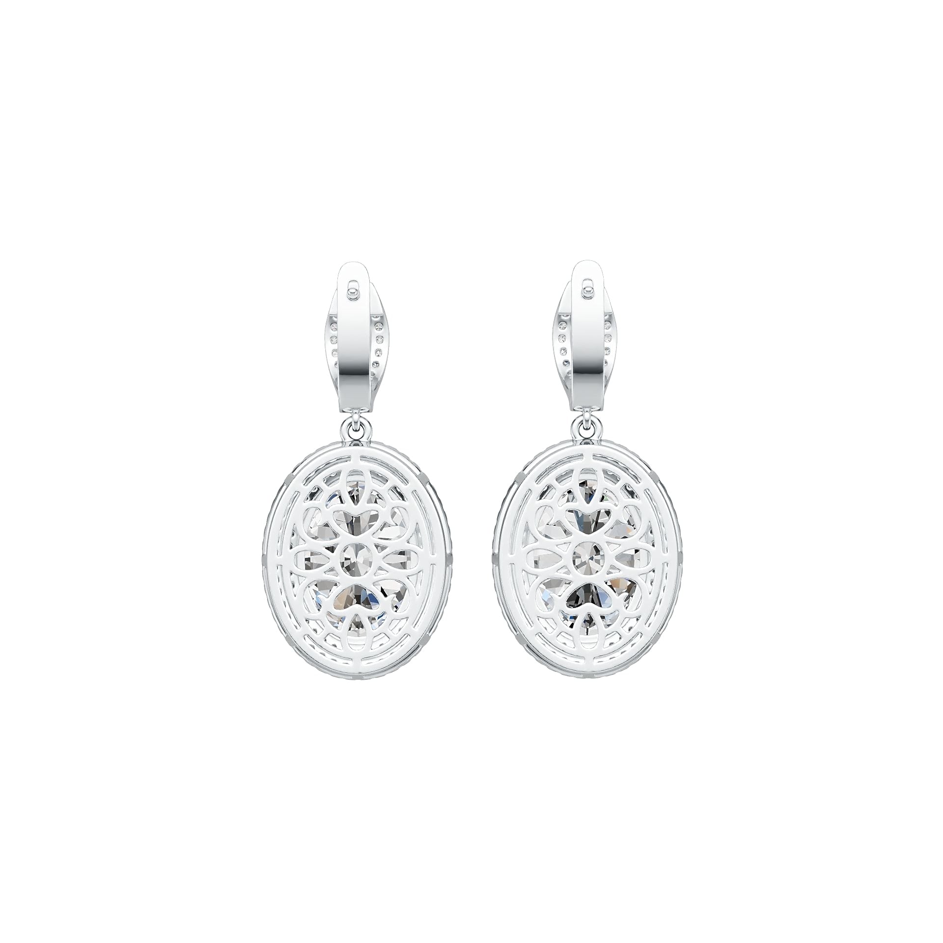 14K Gold Semi Mount Earrings Setting Oval OV 18X12mm Double Halo Diamond Accent DHJ