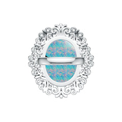 Sterling Silver Semi Mount Ring Setting Oval OV 21X16.5mm Cabochon DHJ