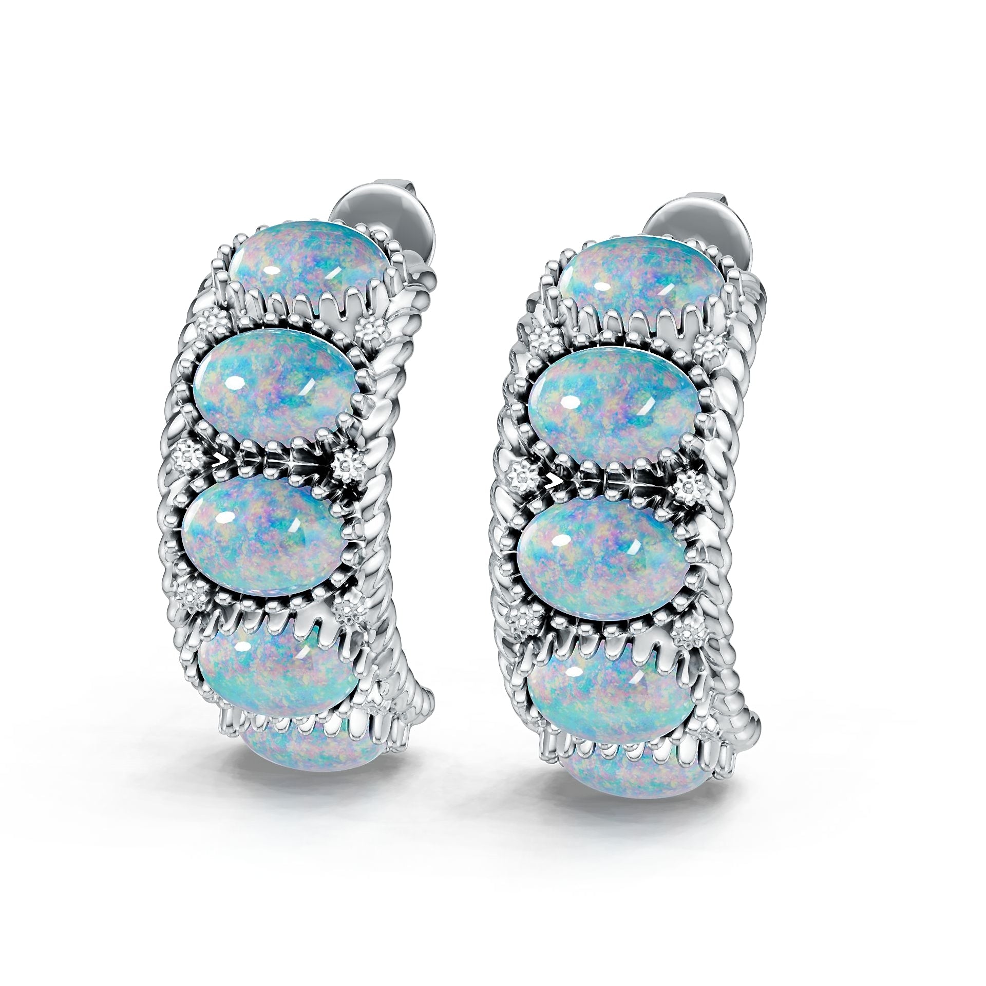 Sterling Silver Semi Mount Earrings Setting Round Ro 7x5mm DHJ