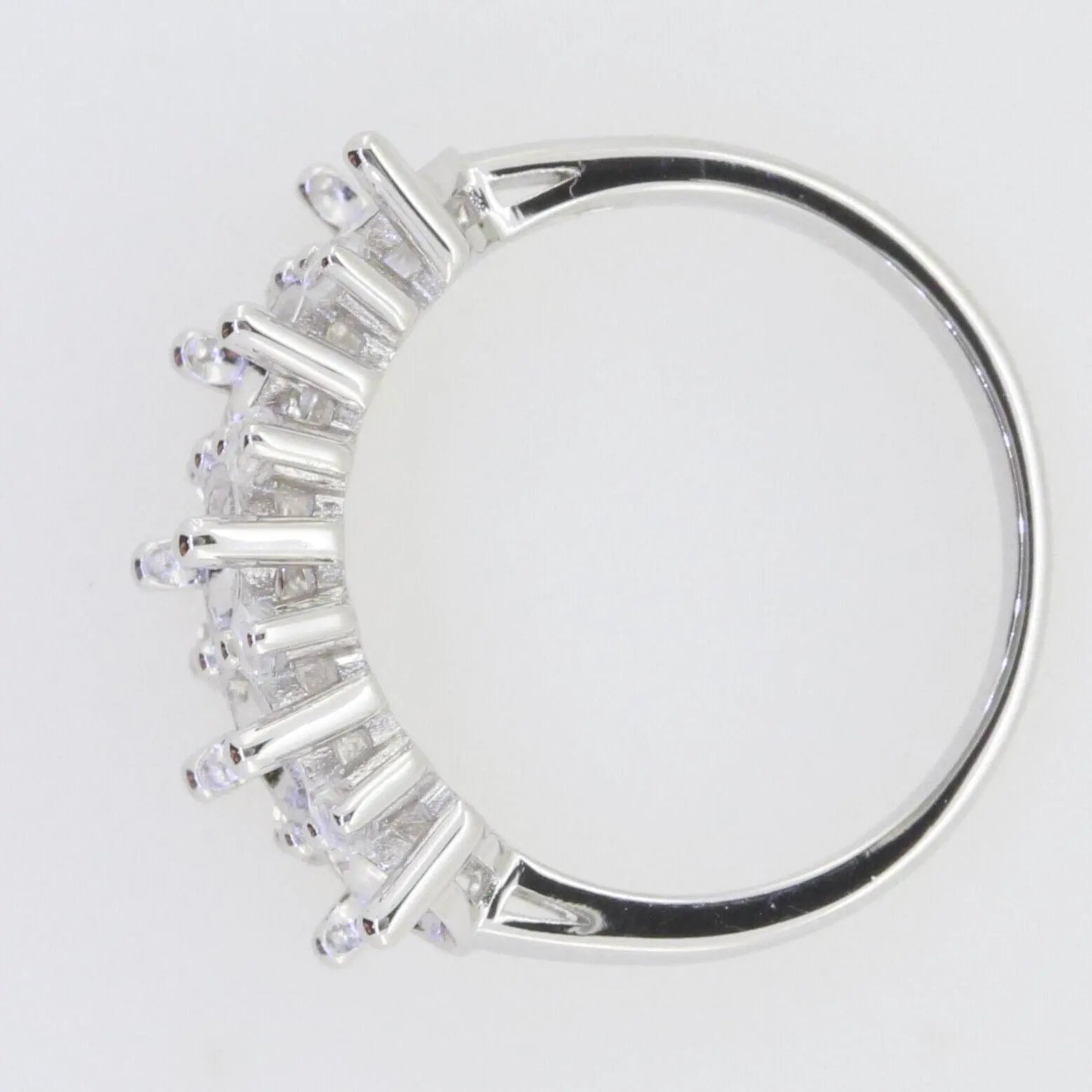 18K Gold Semi Mount Ring Setting Oval OV 7x5mm Multi Stone Band Half Enternity Diamond Accent DHJ