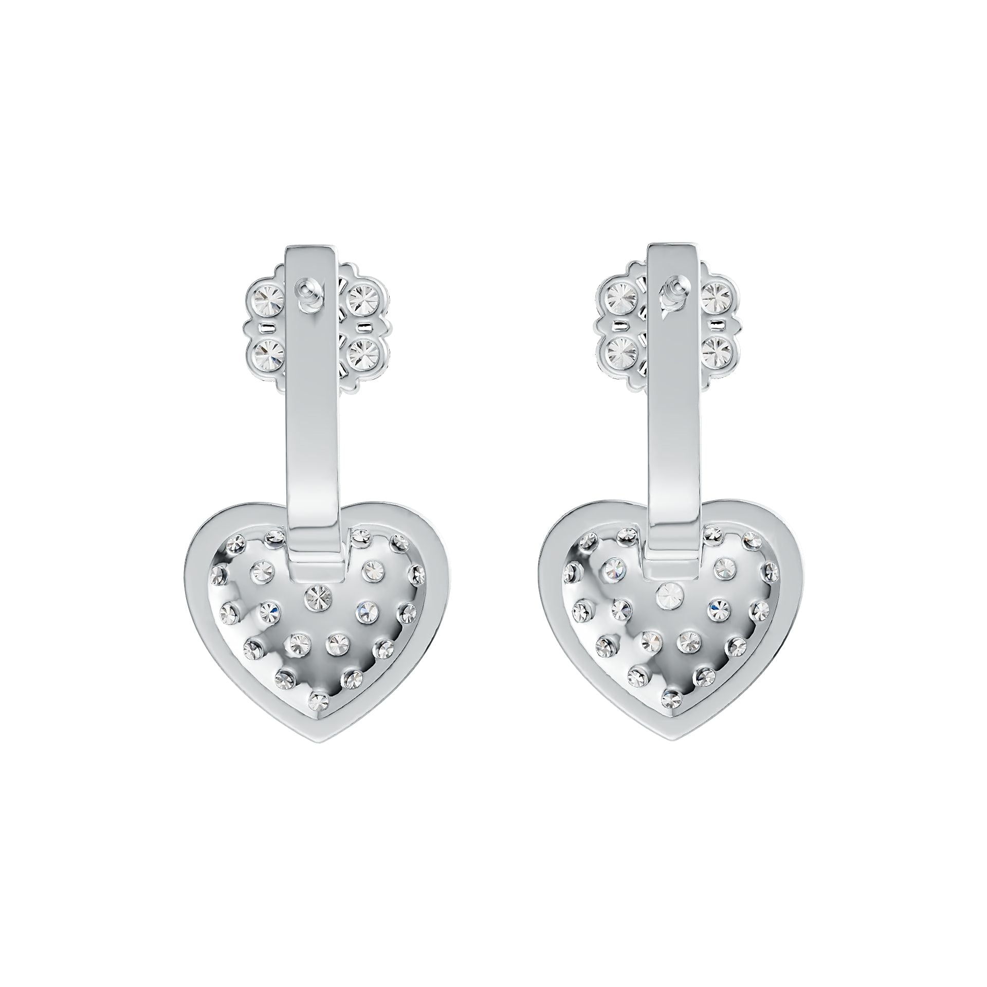 Sterling Silver Earrings with White Topaz or Moissanite Heart Theme DHJ