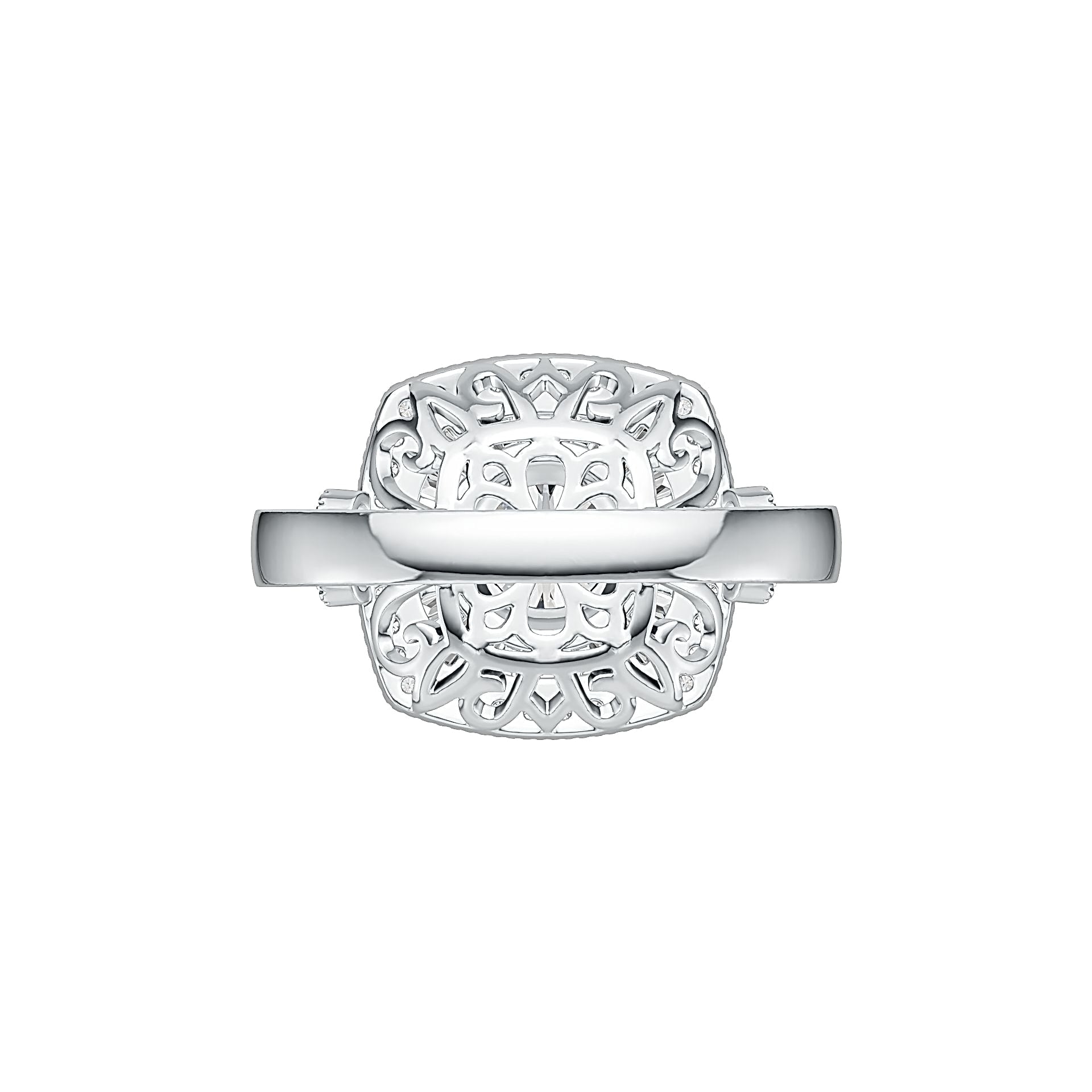 18K Gold Semi Mount Ring Setting Round RD 7x7mm with White Topaz Diamond Accent DHJ