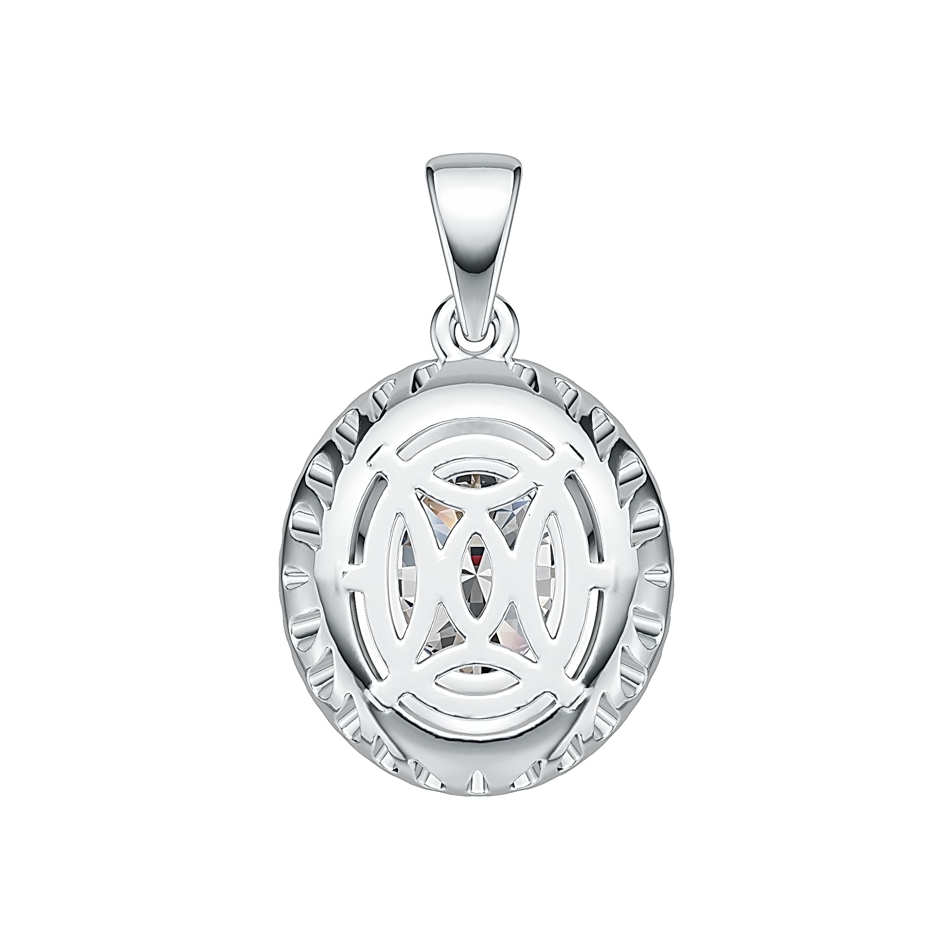 Sterling Silver Semi Mount Pendant Setting Oval OV 11X9mm Double Halo DHJ