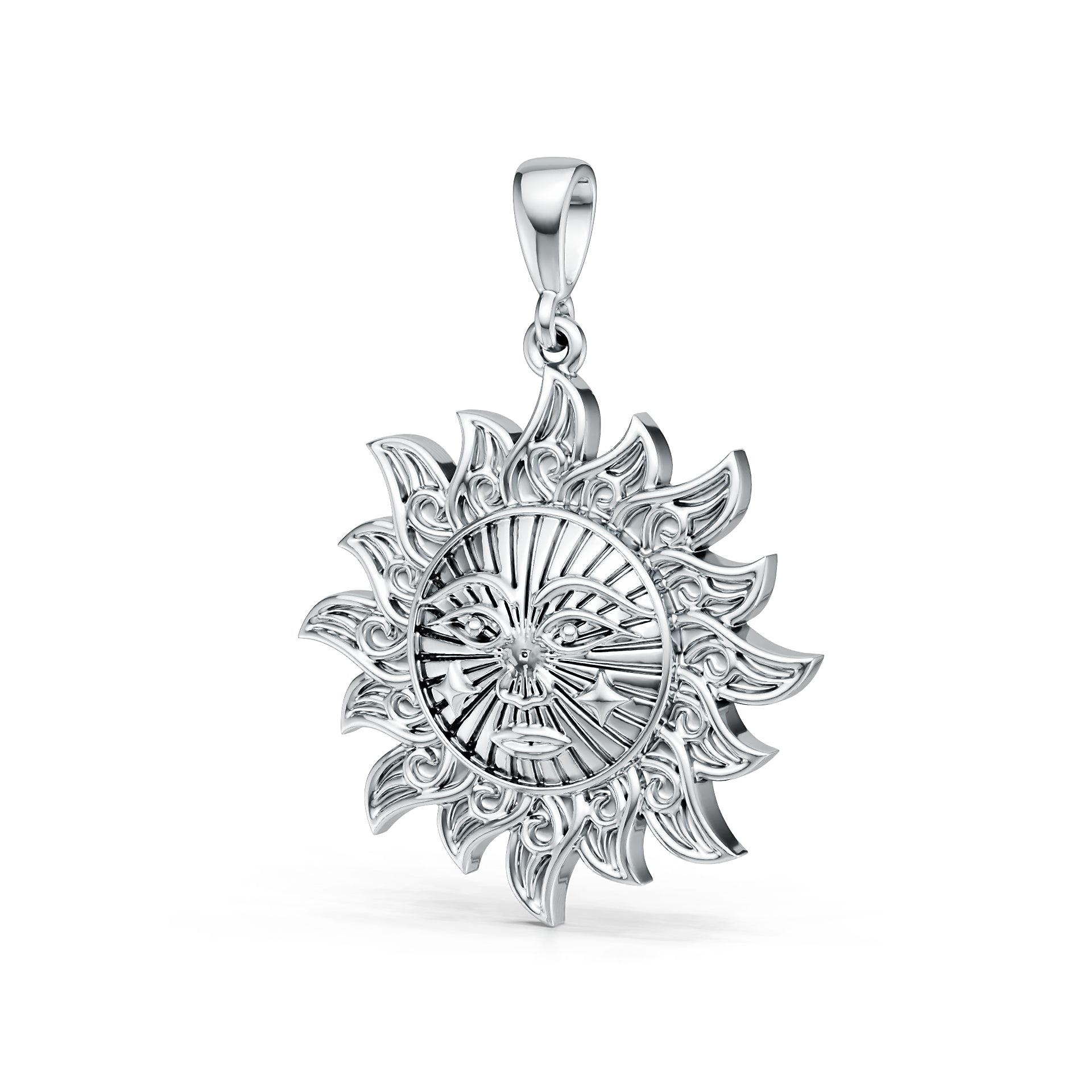 Sterling Silver Pendant Solid Sun Theme DHJ