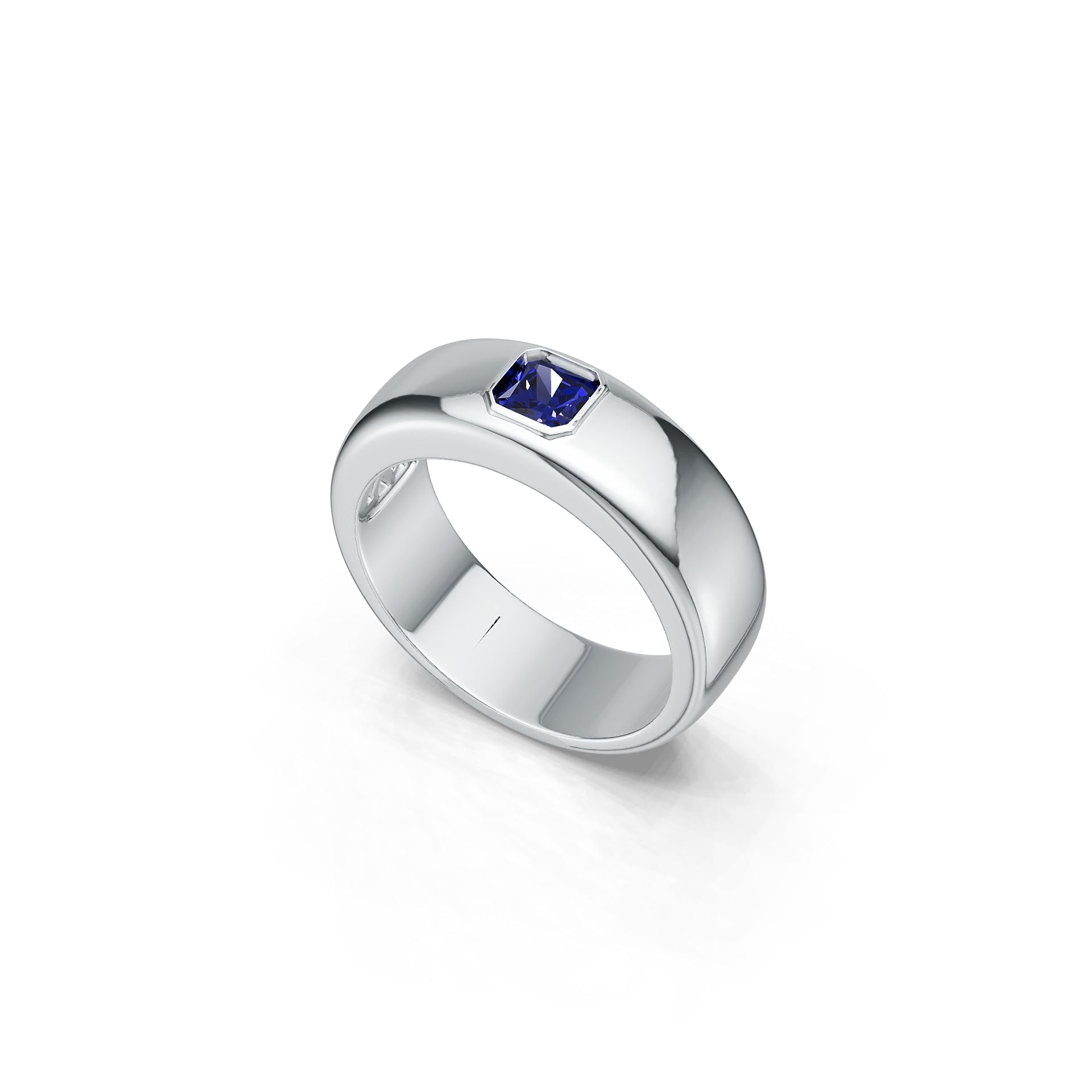 Men's Sterling Silver Semi Mount Ring Setting Princess SQ 4.5X4.5mm Band Ring Flush Bezel DHJ
