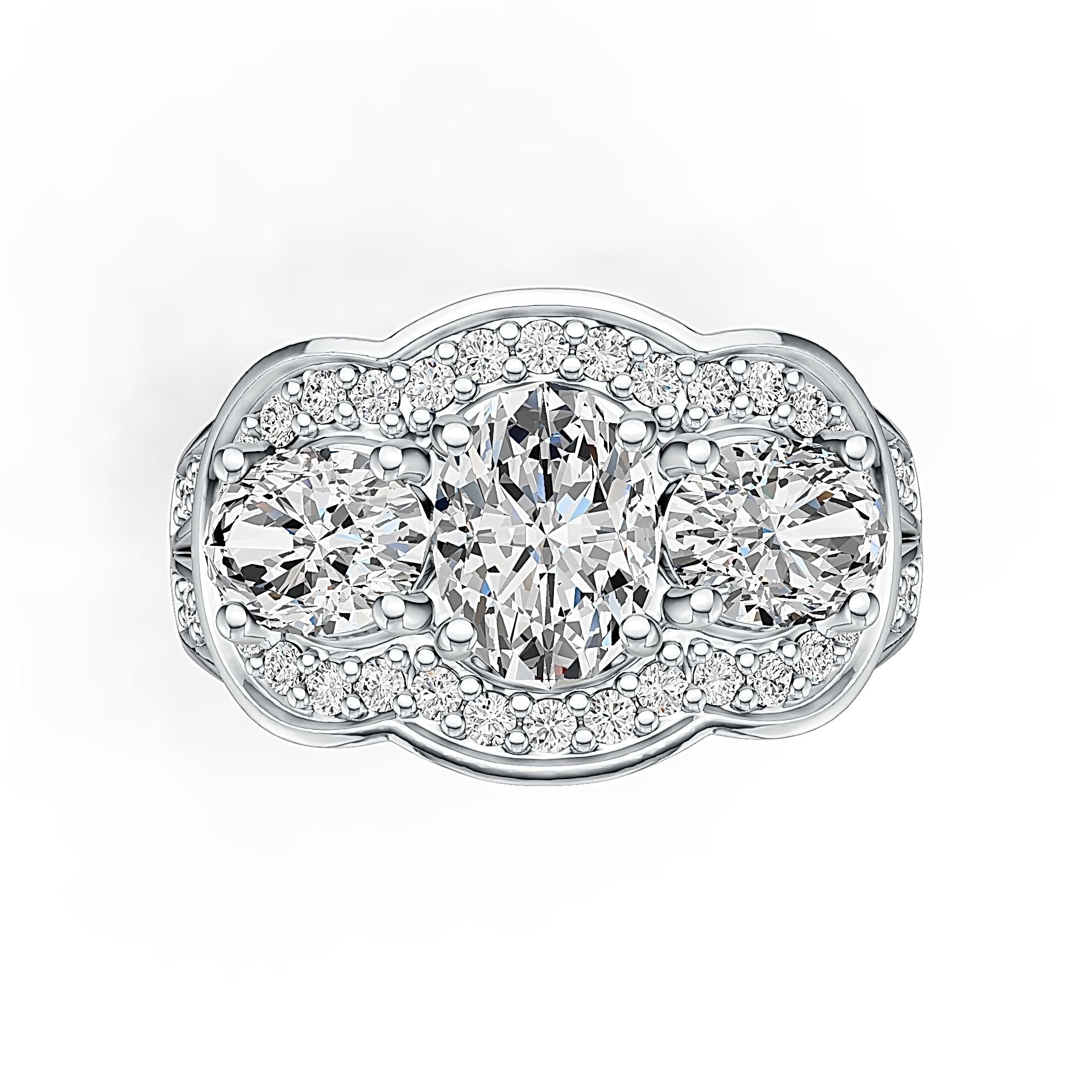 Platinum Semi Mount Ring Setting Oval OV 8X6mm Diamond Accent DHJ