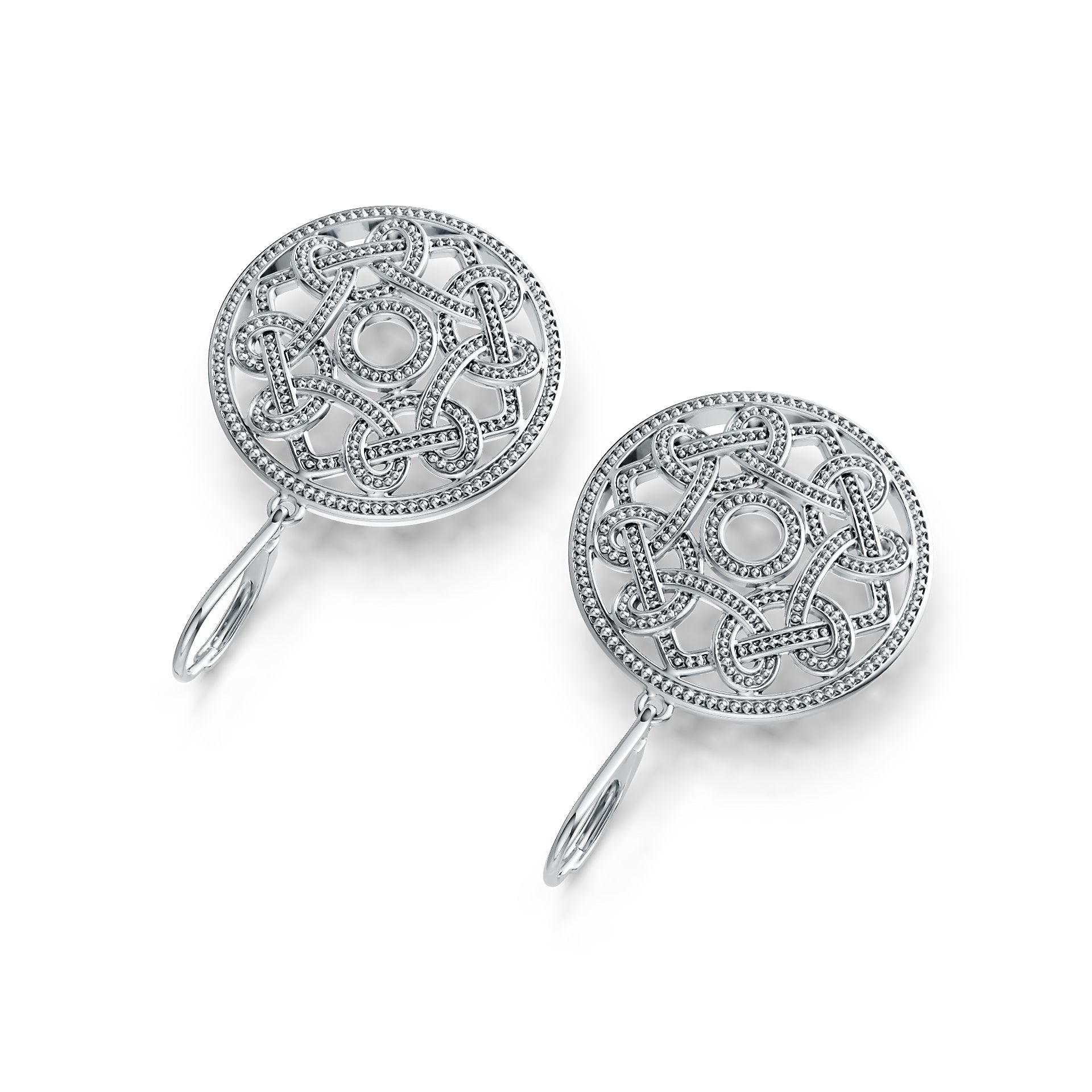 Platinum Semi Mount Earrings Setting Round RD 6x6mm DHJ