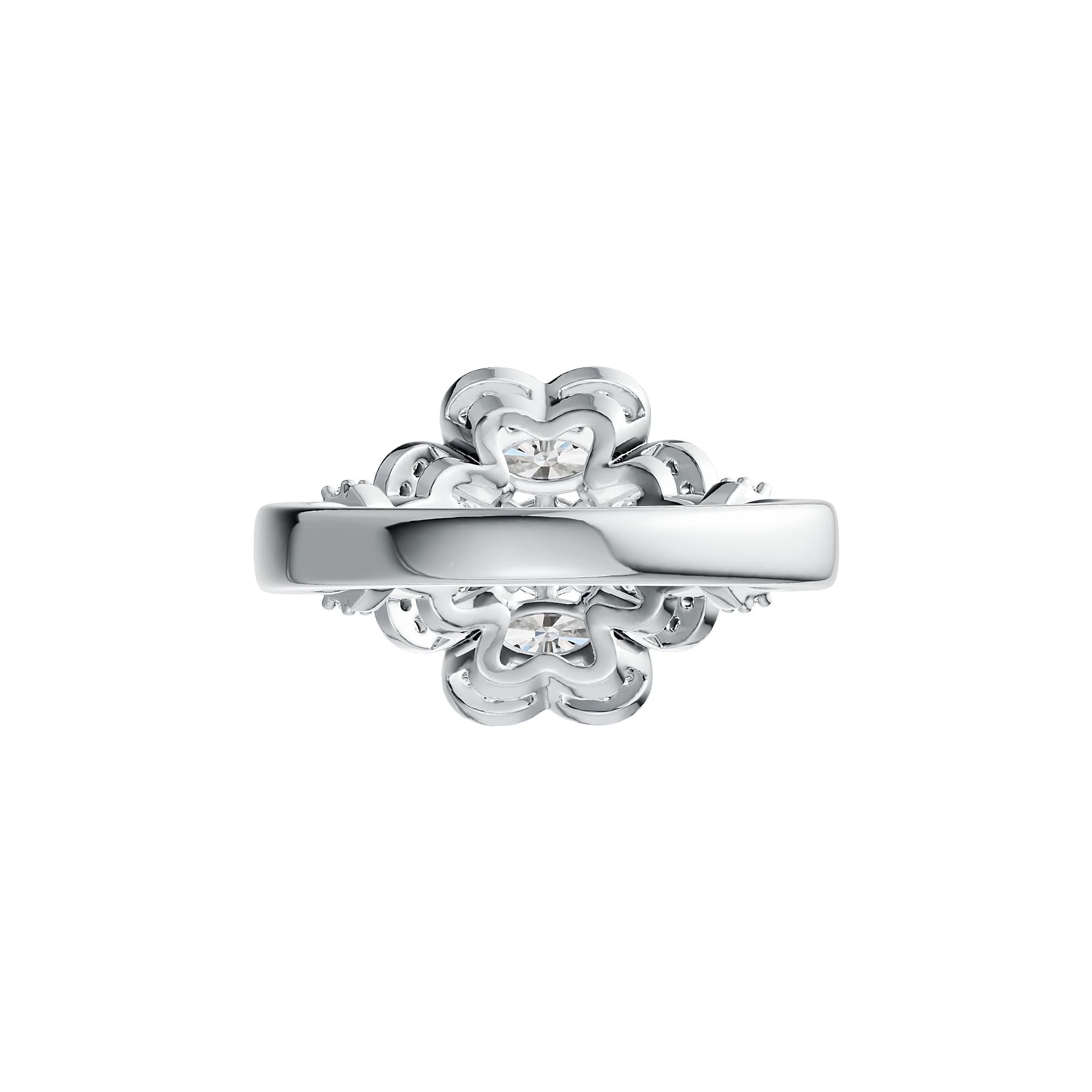 18K Gold Semi Mount Ring Setting Oval OV 5x3mm RD 4x4mm Diamond Accent DHJ