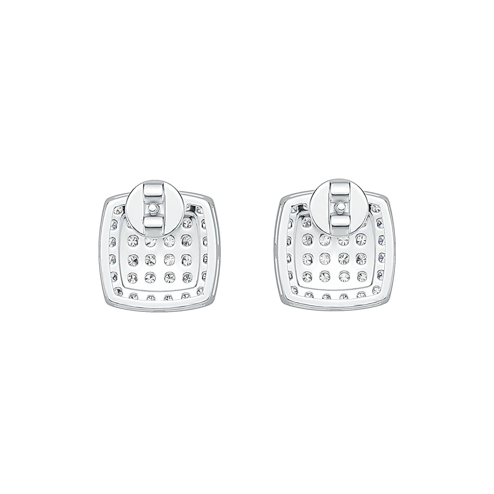 14K Gold Earrings Cluster Square-Shaped with or Moissanite Diamond Accent DHJ