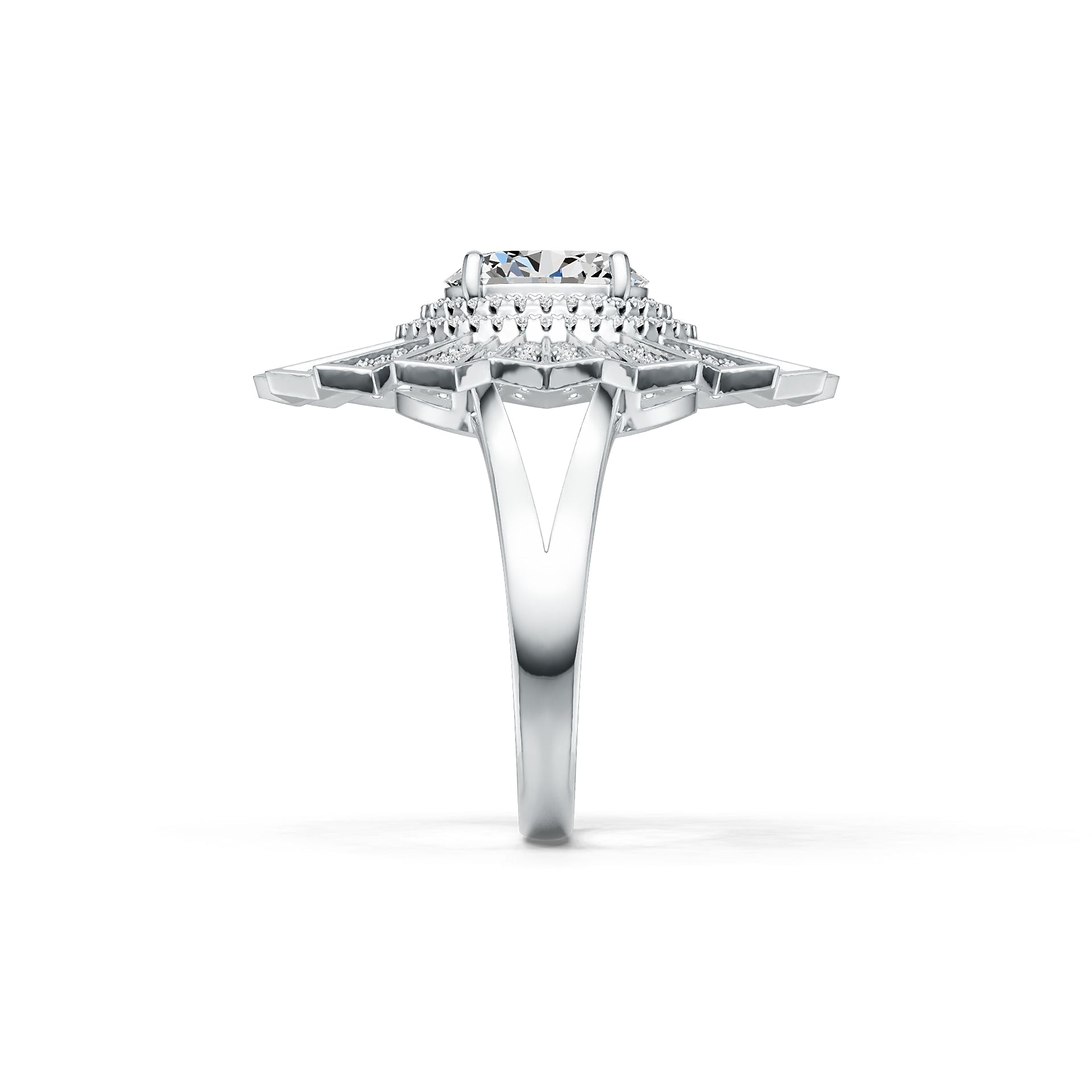 10K Gold Semi Mount Ring Setting Oval OV 10X8mm Starburst Cocktail Moissanite Accent DHJ
