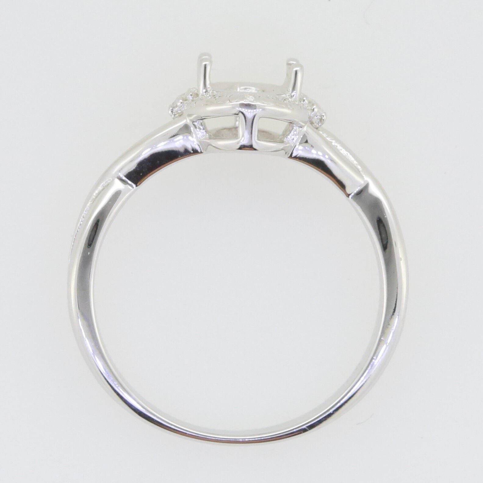 14K Gold Semi Mount Ring Setting Oval OV 7x5mm cross shank Whit Diamond Accent Syzjewelry