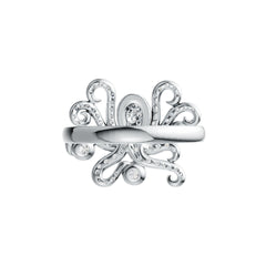 Platinum Ring with or Moissanite Octopus Theme Diamond Accent DHJ