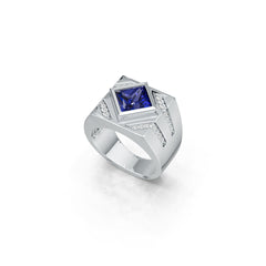 Sterling Silver Semi Mount Ring Setting Princess SQ 7x7mm Men's Ring Mounting Full Bezel Set Syzjewelry