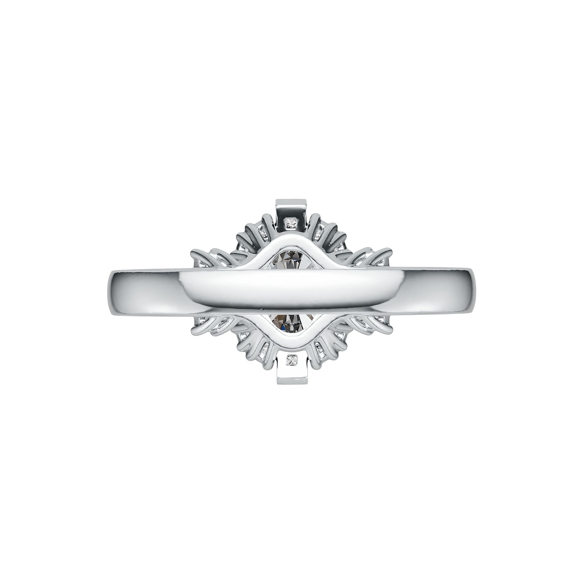 18K Gold Semi Mount Ring Setting Oval OV 8X6mm with Diamond Accent DHJ