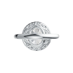 18K Gold Semi Mount Ring Setting Round RD 12.5mm Halo Diamond Accent DHJ