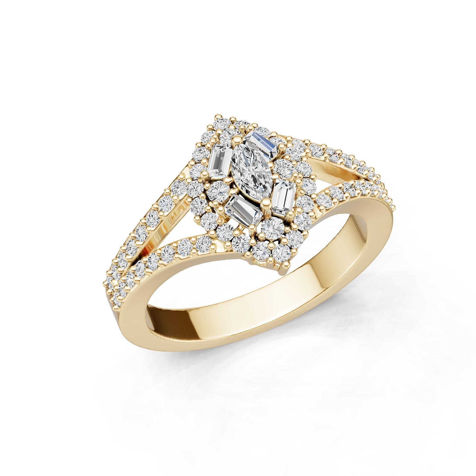 10K Gold Semi Mount Ring Setting Marquise Ma 5x2mm Moissanite Accent Syz Jewelry