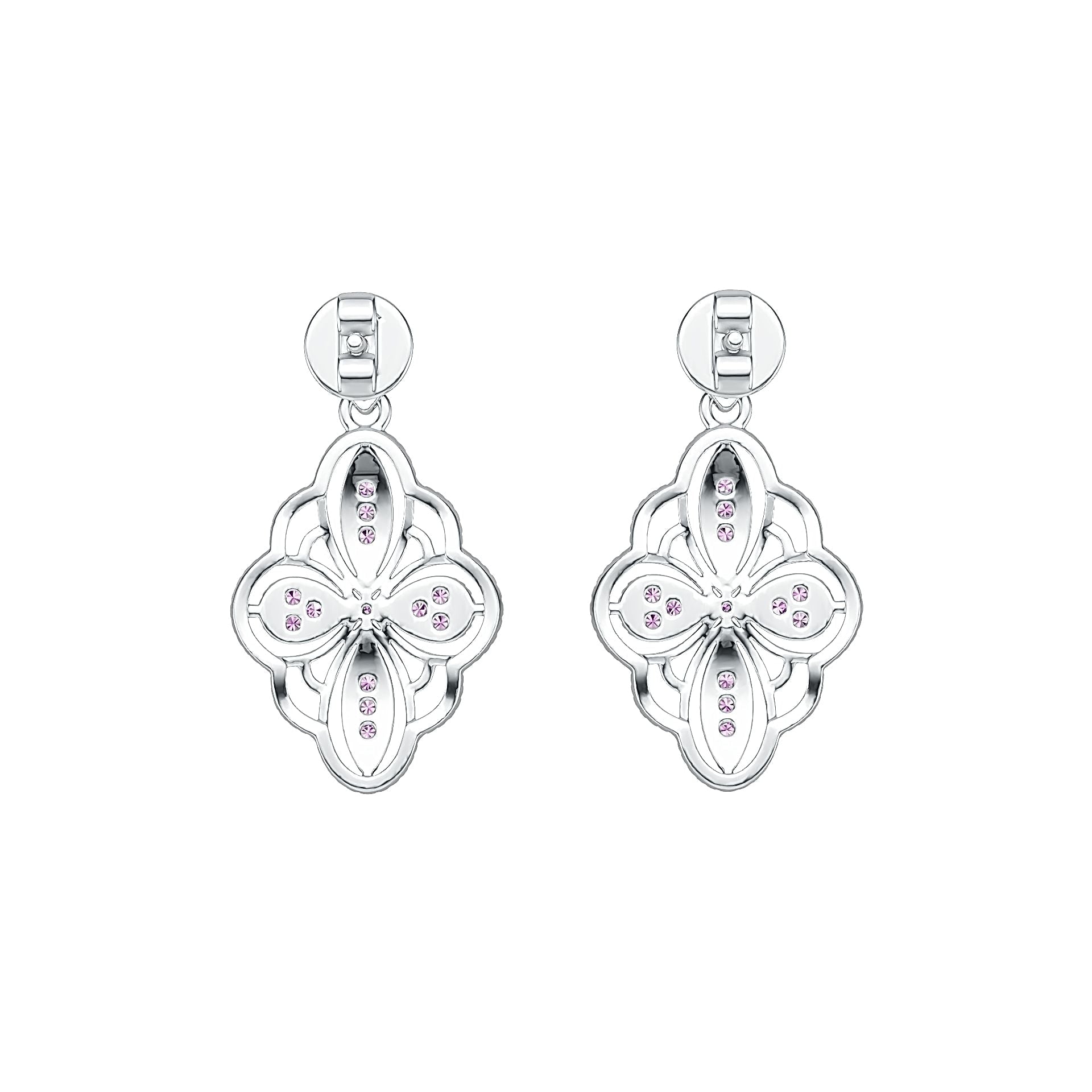 Platinum Earrings Dangle Filigree Design with or Moissanite Diamond Accent DHJ