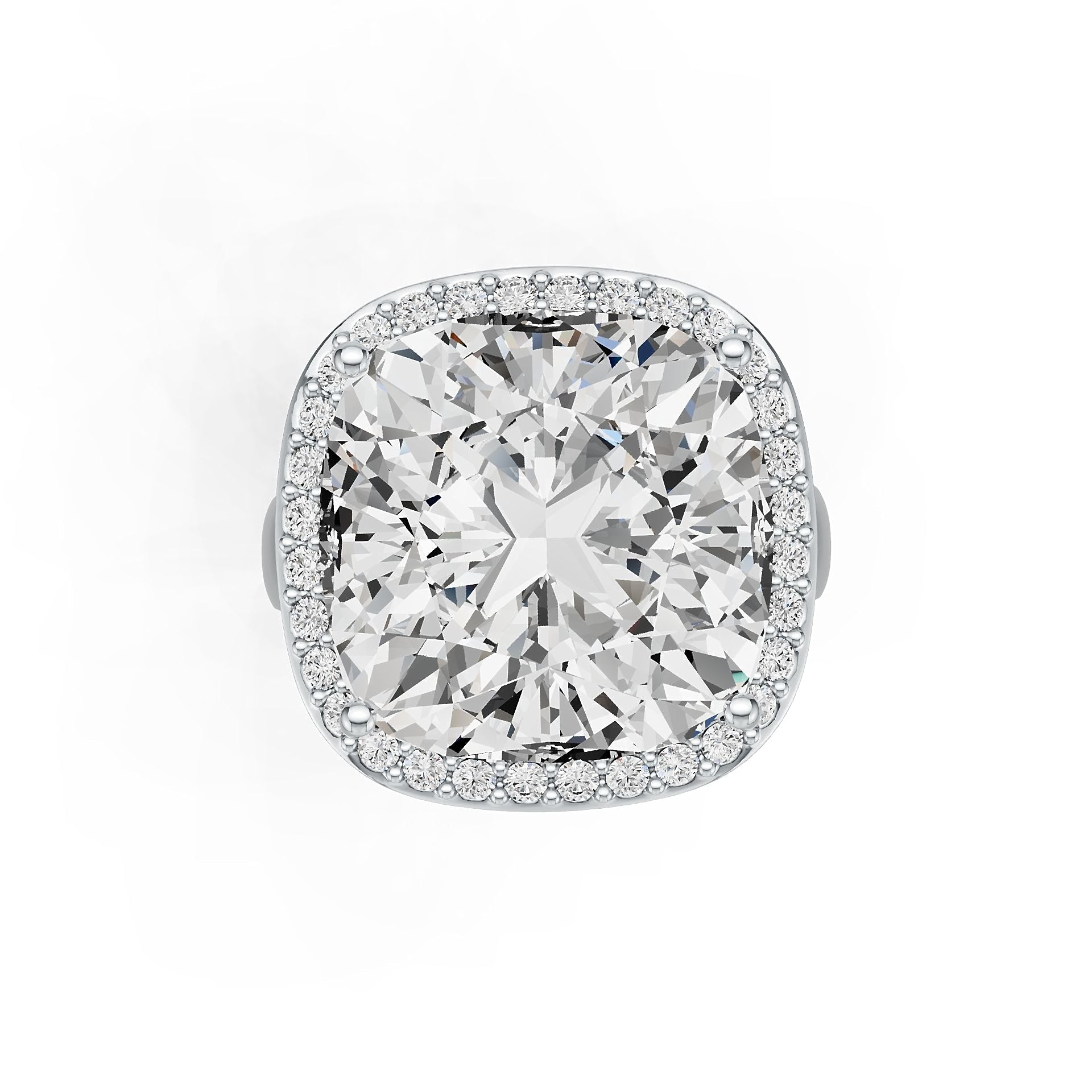 Platinum Semi Mount Ring Setting Cushion CU 15x15mm Halo Diamond Accent DHJ