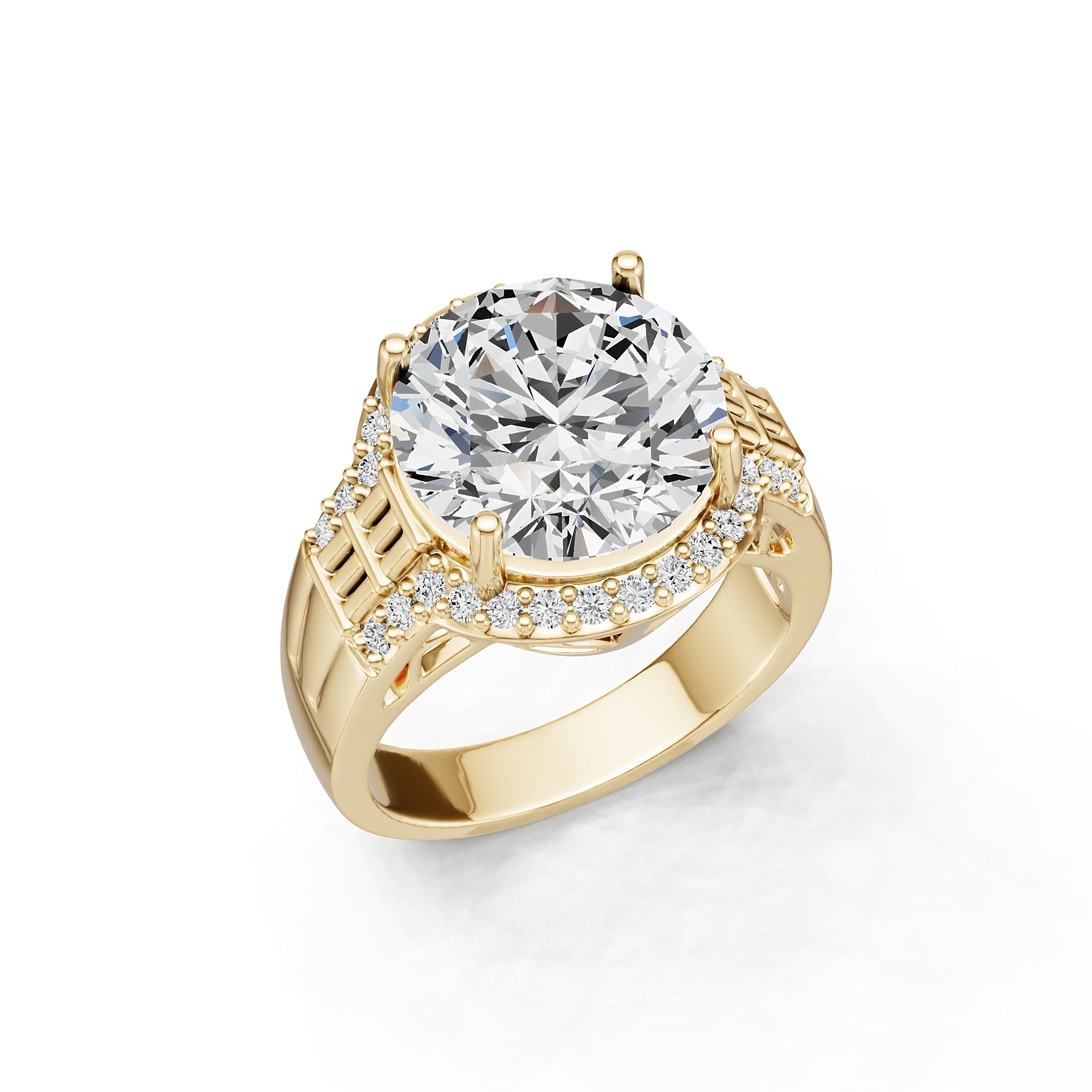 18K Gold Semi Mount Ring Setting Round Ro 6x6mm Syz Jewelry