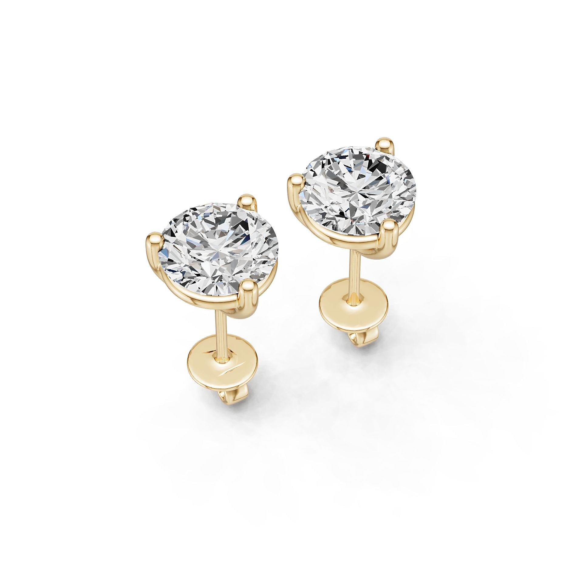 10K Gold Semi Mount Earrings Setting Round Ro 6x6mm Moissanite Accent Syz Jewelry