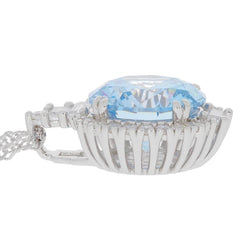 Platinum Semi Mount Pendant Setting Round RD 12x12mm White Topa Diamond Accent Syzjewelry