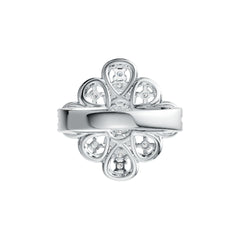 10K Gold Cocktail Ring Flower Theme with White Topaz or Moissanite Moissanite Accent DHJ