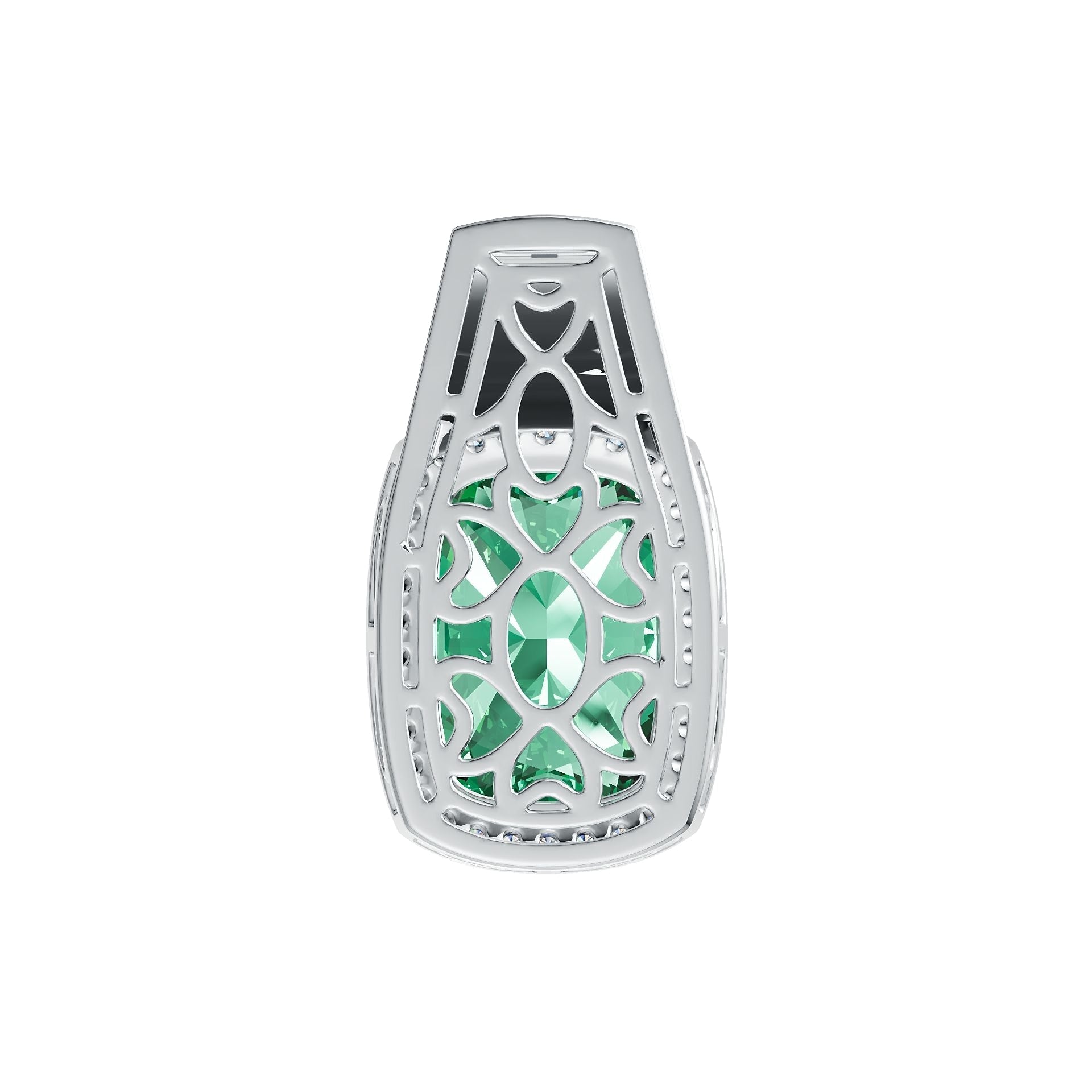 Platinum Semi Mount Pendant Setting Cushion CU 14X10mm Halo Diamond Accent DHJ