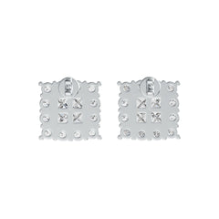 10K Gold Semi Mount Earrings Setting Princess SQ 3X3mm Moissanite Accent DHJ
