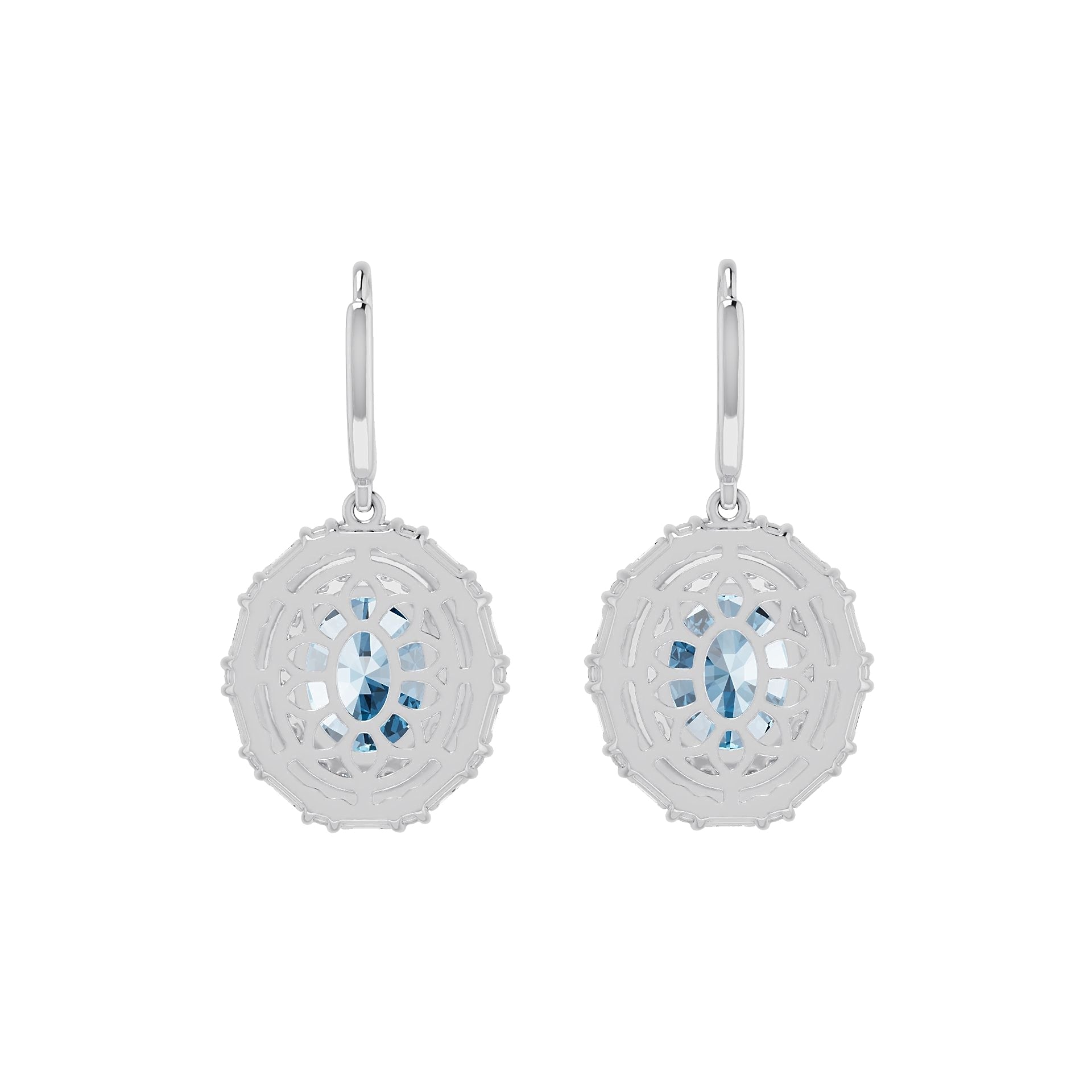 Sterling Silver Semi Mount Earrings Setting Oval OV 11x9mm with White Topaz Syzjewelry