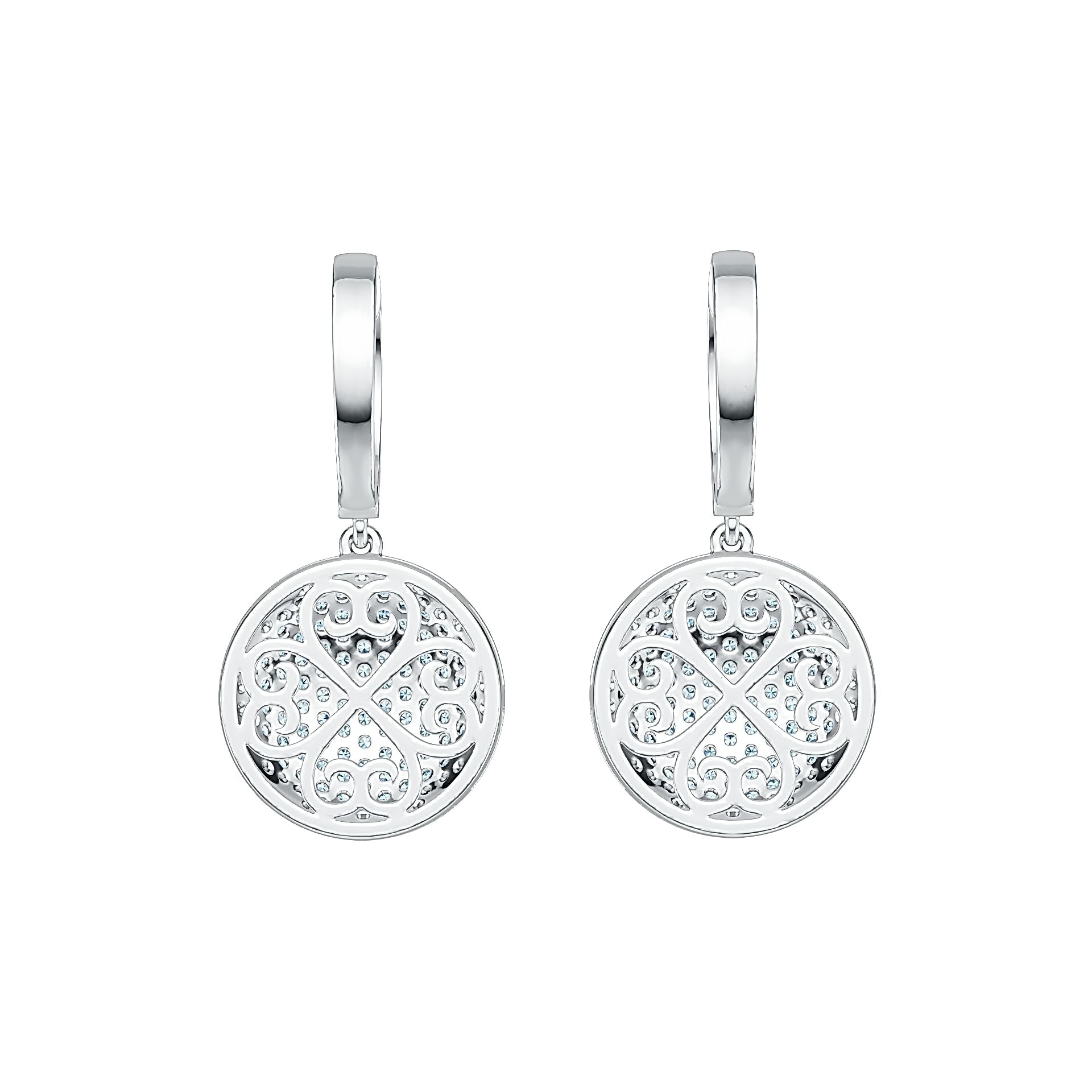 Platinum Earrings Cluster Round-Shaped with or Moissanite Diamond Accent DHJ
