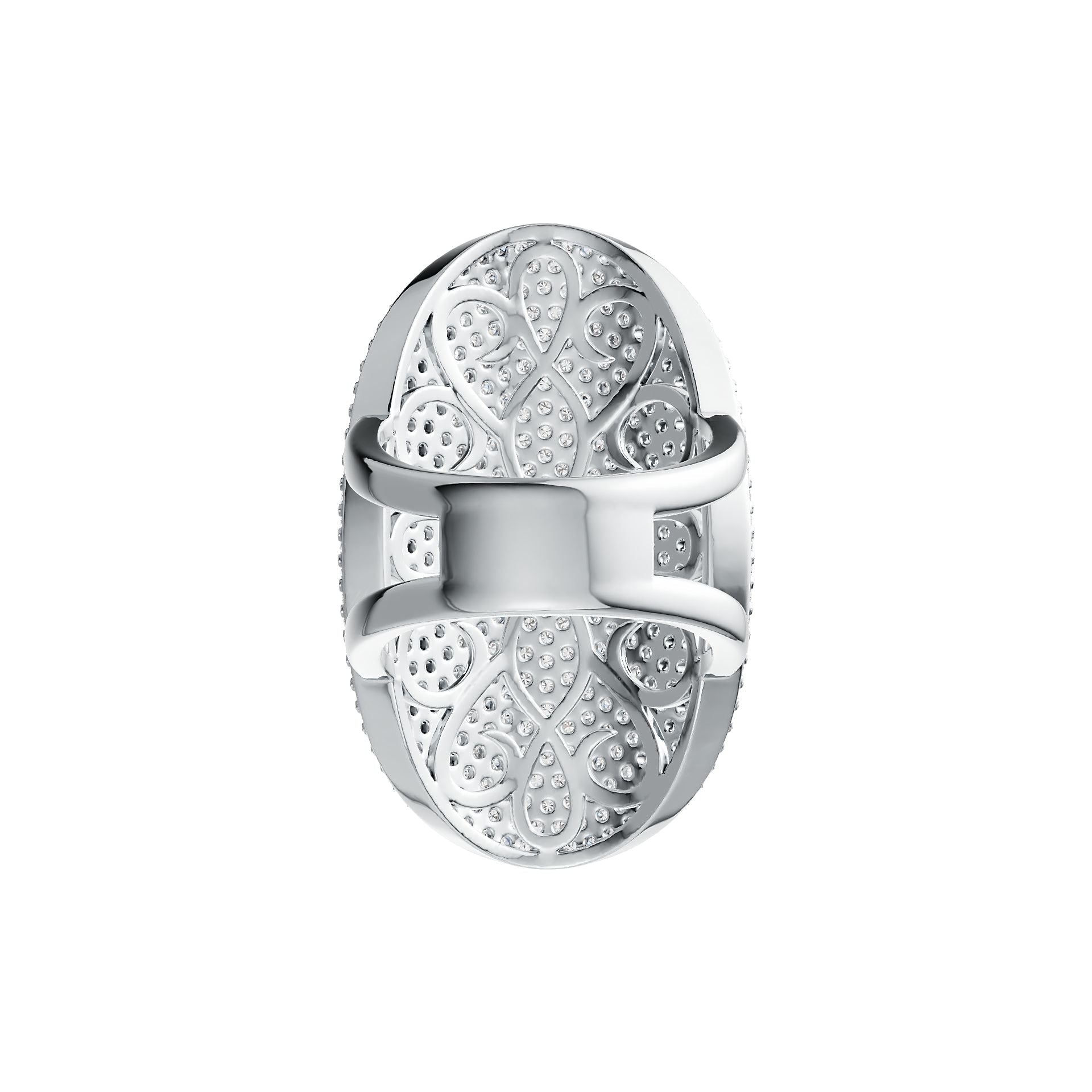 18K Gold Pave Set Cocktail Ring with or Moissanite Diamond Accent DHJ