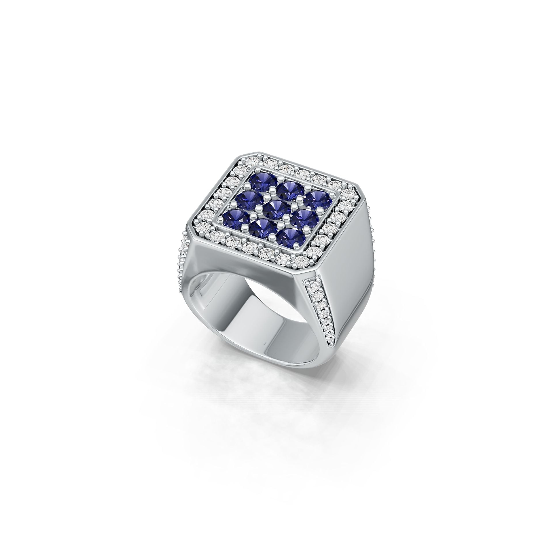Men's Sterling Silver Semi Mount Setting Moissanite or Diamond Syzjewelry