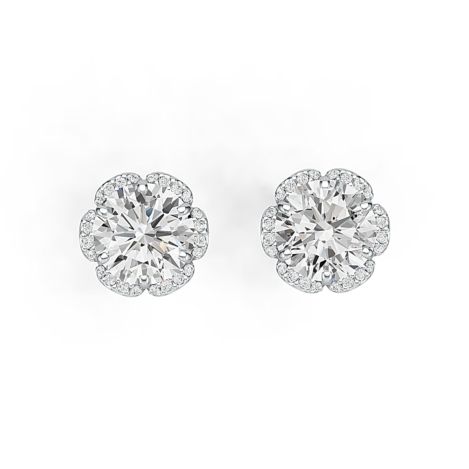 10K Gold Semi Mount Earrings Setting Round RD 8x8mm Moissanite Accent DHJ