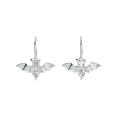 Sterling Silver Semi Mount Earrings Setting Pear PE 7X5mm RD 5X5mm Bat Theme DHJ