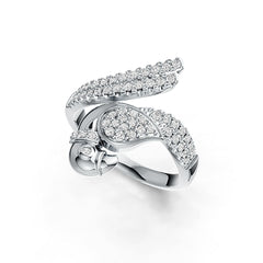 Platinum Ring Parrot Theme with White Topaz or Moissanite Diamond Accent DHJ