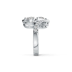 Platinum Semi Mount Ring Setting Pear PE 8X6mm with White Topaz Diamond Accent DHJ