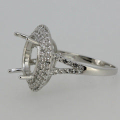Platinum Semi Mount Ring Setting Round RD 13x13mm Double Halo Diamond Accent Syzjewelry