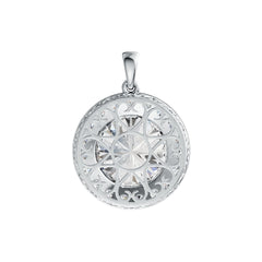 Sterling Silver Semi Mount Pendant Setting Round RD 15x15mm Halo DHJ