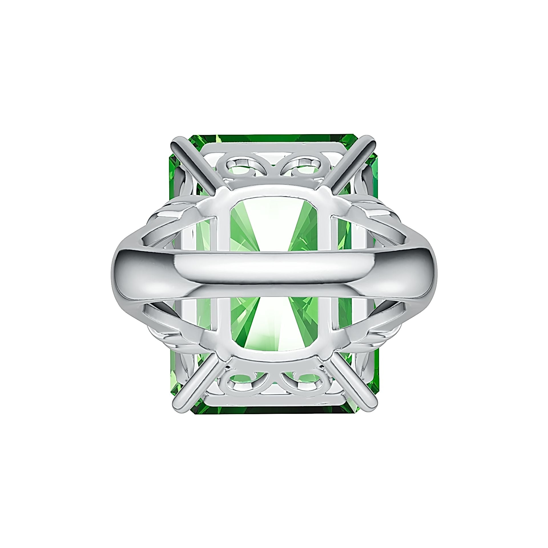 Sterling Silver Semi Mount Ring Setting Emerald OCT 20X15mm Cocktail Ring Art Nouveau DHJ