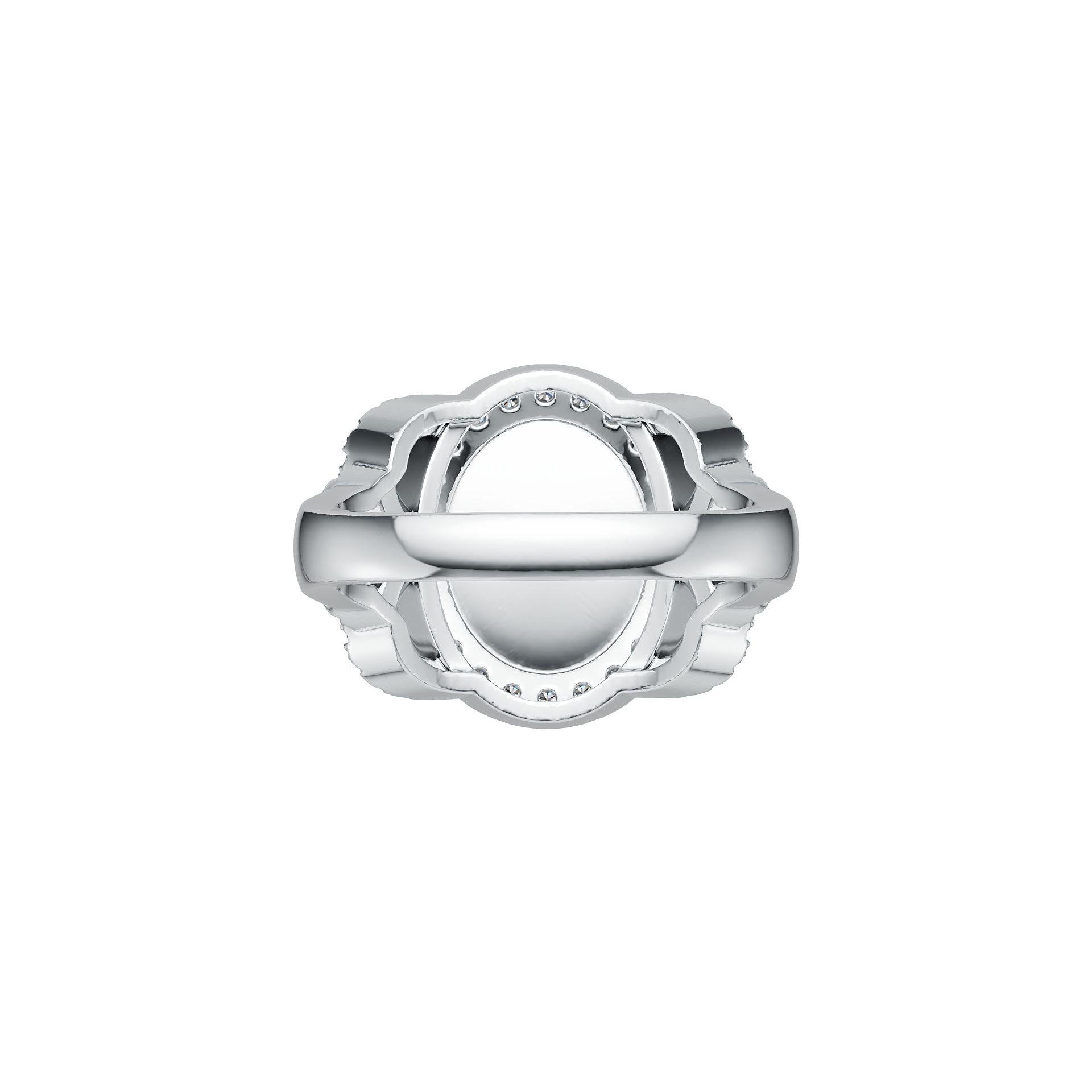 10K Gold Semi Mount Ring Setting Oval OV 12X10mm Cabochon Moissanite Accent DHJ