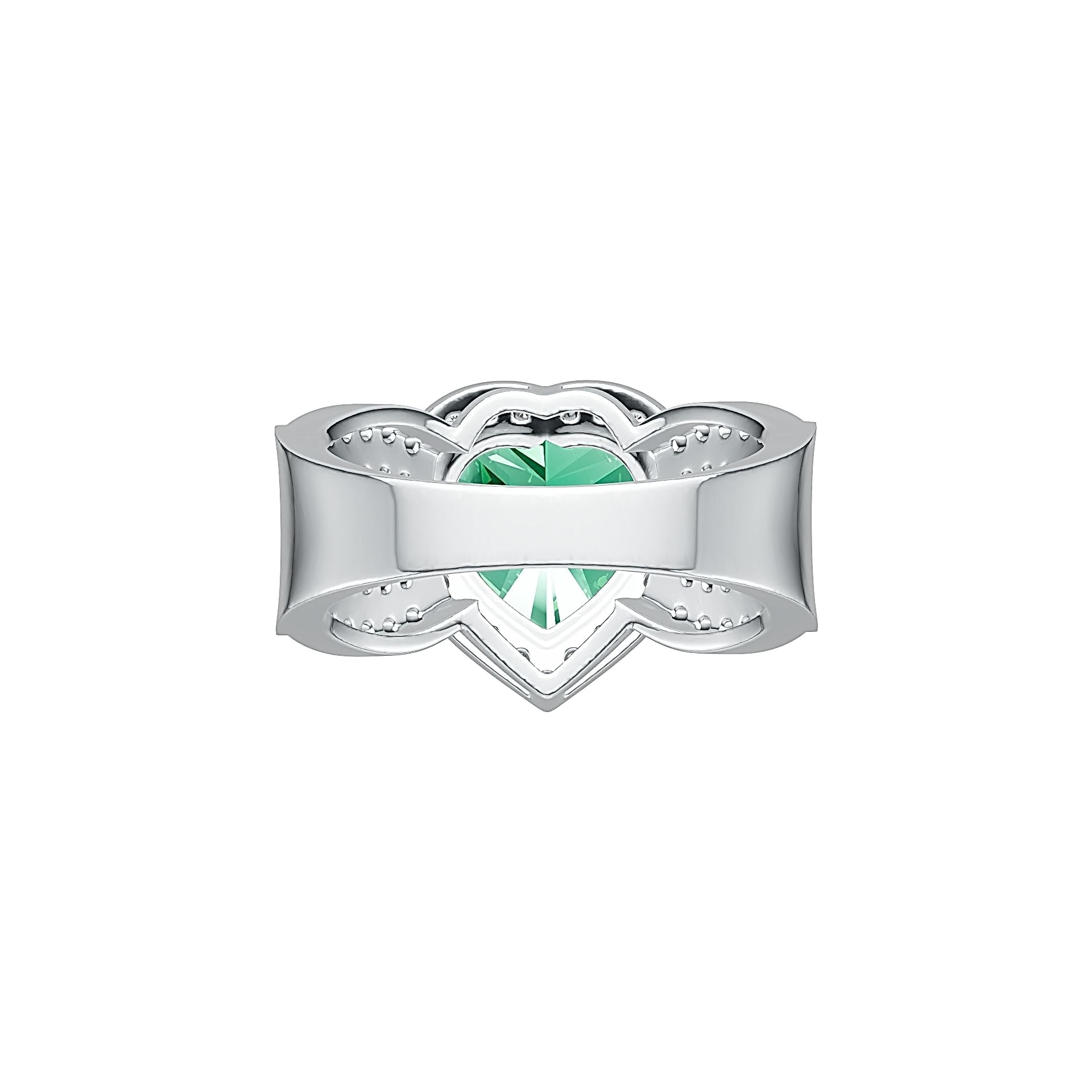 18K Gold Semi Mount Ring Setting Heart HT 10X10mm with White Topaz Diamond Accent DHJ