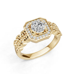 14K Gold Semi Mount Ring Setting Round Ro 6x6mm Diamond Accent Syz Jewelry