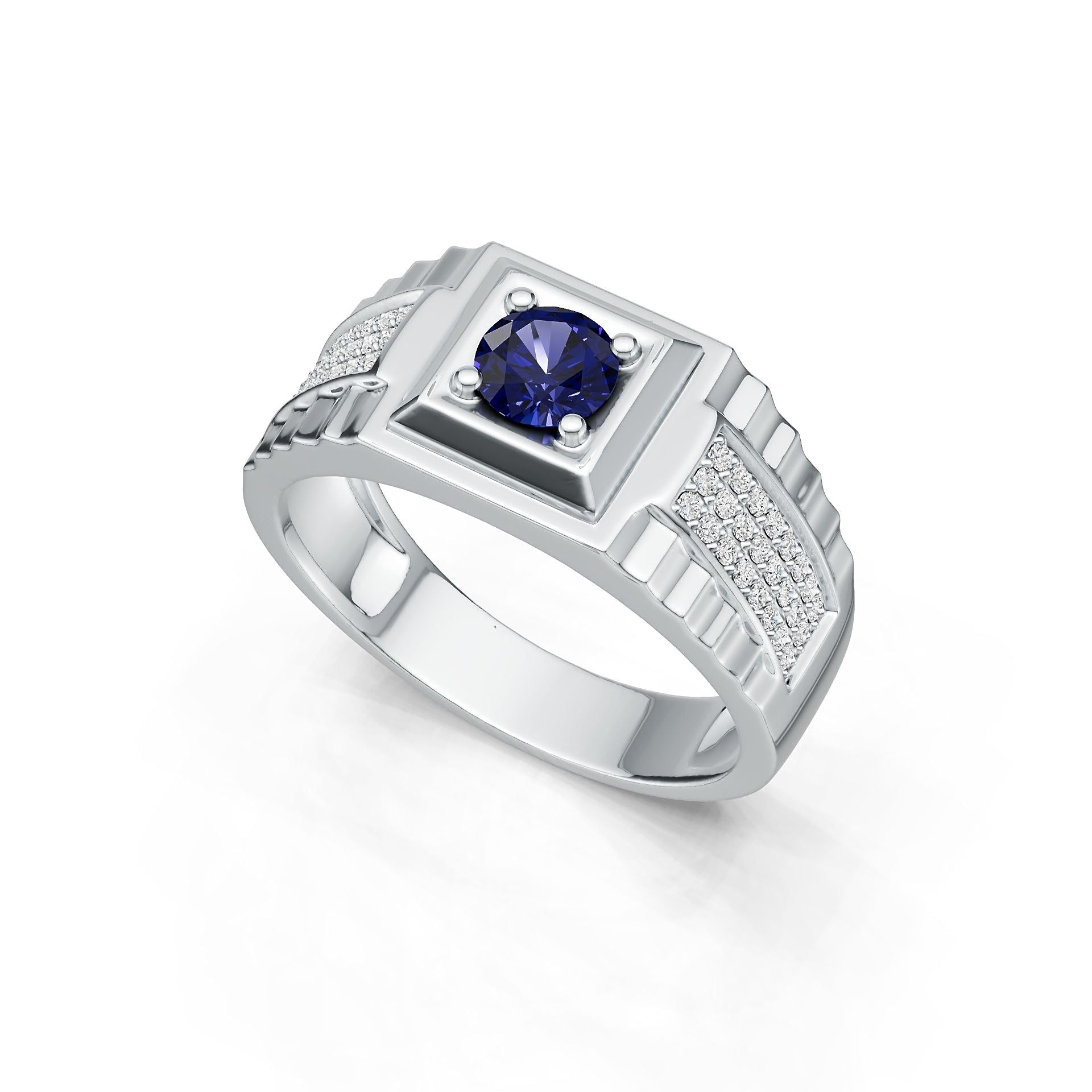 Men's Sterling Silver Semi Mount Ring Setting Round RD 5x5mm White Topaz Syzjewelry