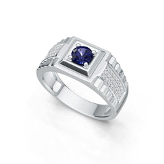Men's Sterling Silver Semi Mount Ring Setting Round RD 5x5mm White Topaz Syzjewelry