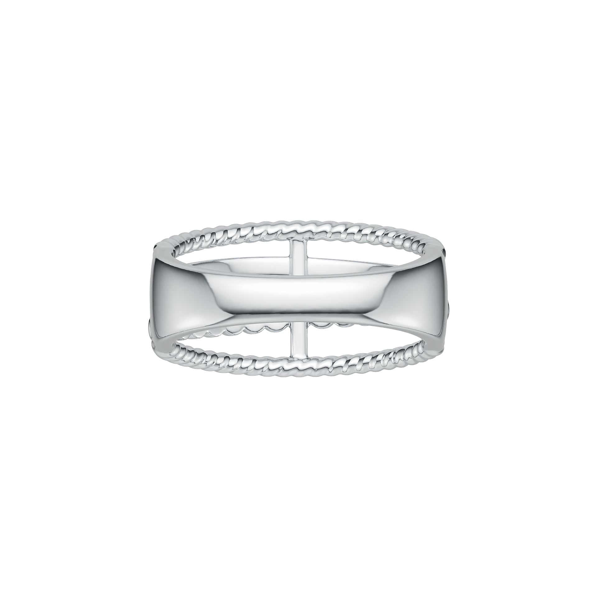 10K Gold Ring Multi-Row Wide Band Twisted Rope Theme DHJ
