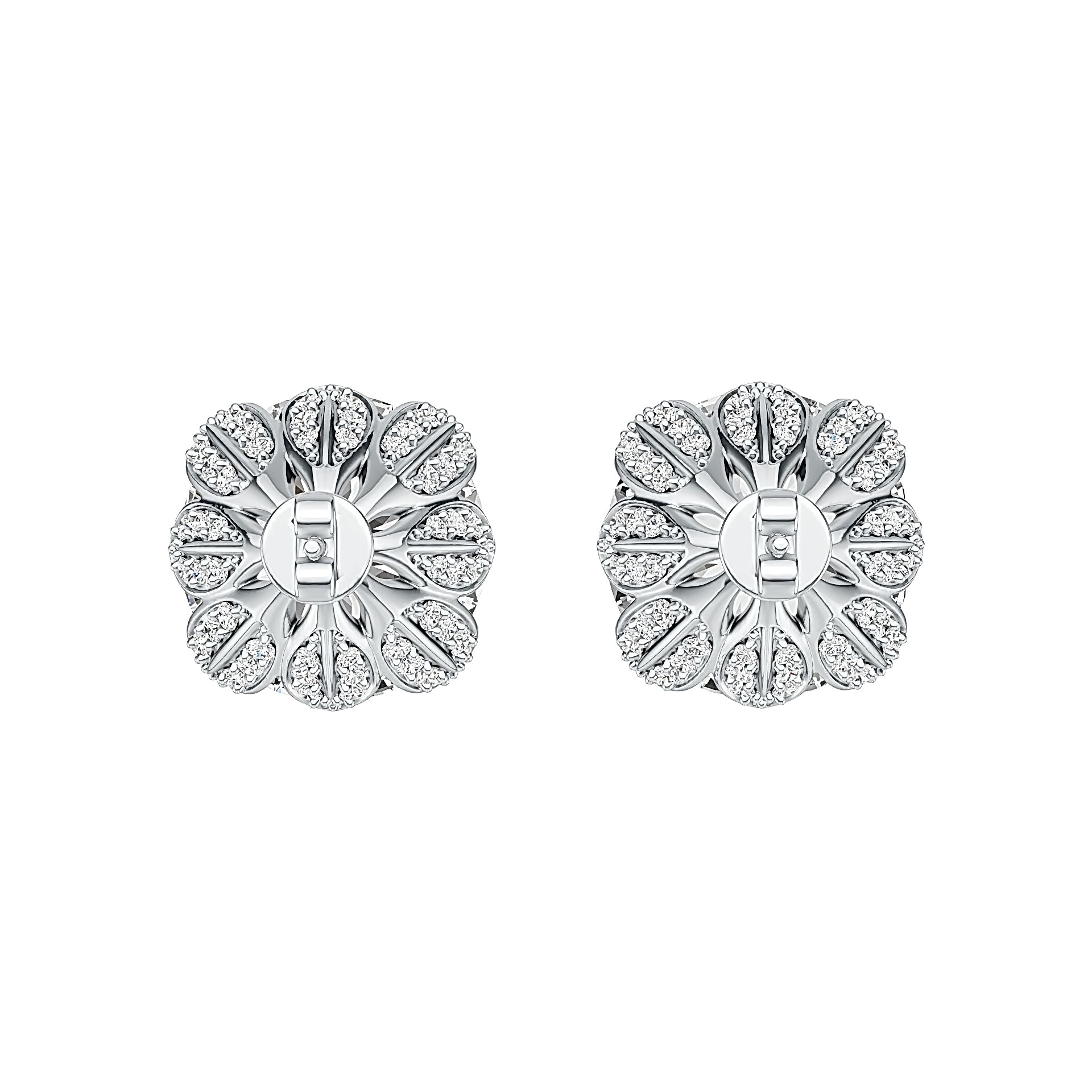 Sterling Silver Semi Mount Earrings Setting Round RD 15x5mm Hidden Halo DHJ