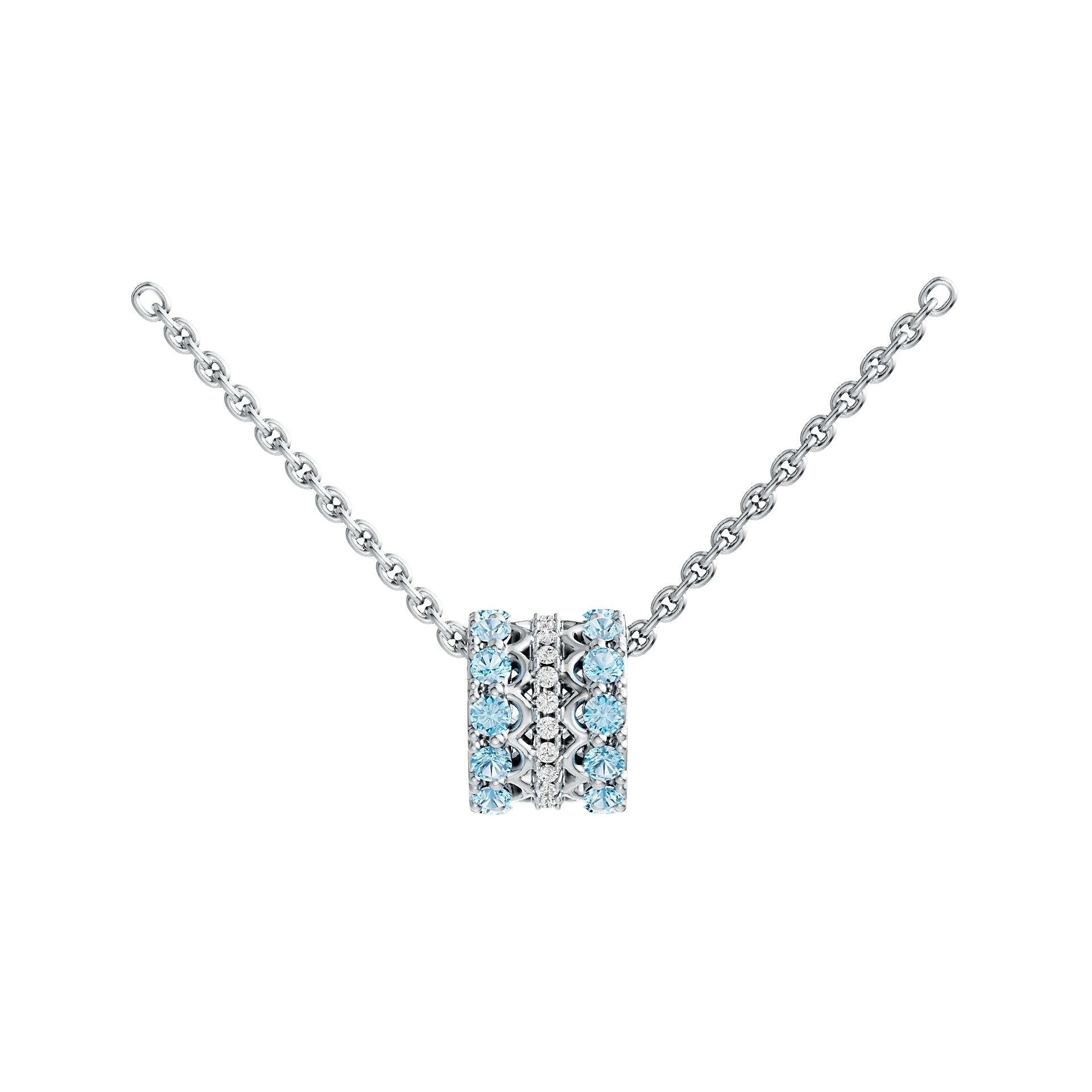 Sterling Silver Circular-Shaped Pendant with White Topaz or Moissanite Syzjewelry